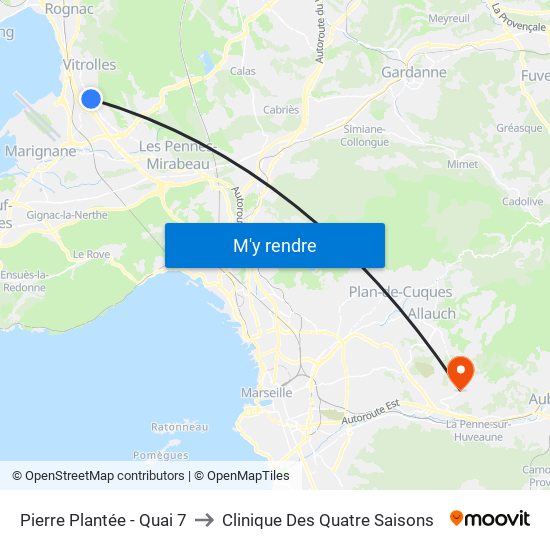 Pierre Plantée - Quai 7 to Clinique Des Quatre Saisons map