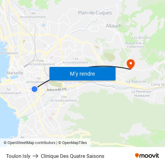 Toulon Isly to Clinique Des Quatre Saisons map