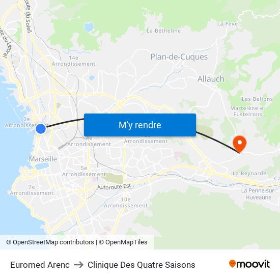 Euromed Arenc to Clinique Des Quatre Saisons map