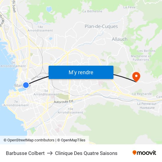 Barbusse Colbert to Clinique Des Quatre Saisons map
