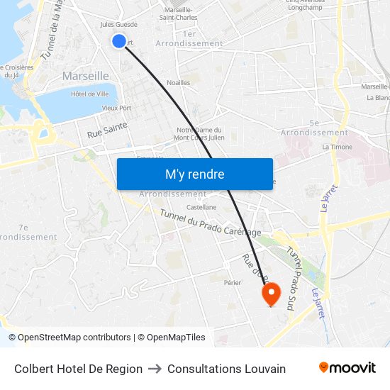 Colbert Hotel De Region to Consultations Louvain map