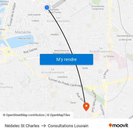 Nédelec St Charles to Consultations Louvain map