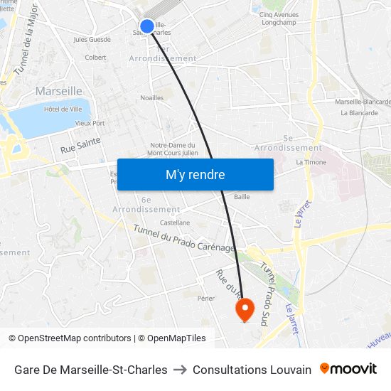 Gare De Marseille-St-Charles to Consultations Louvain map