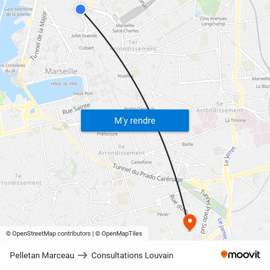 Pelletan Marceau to Consultations Louvain map