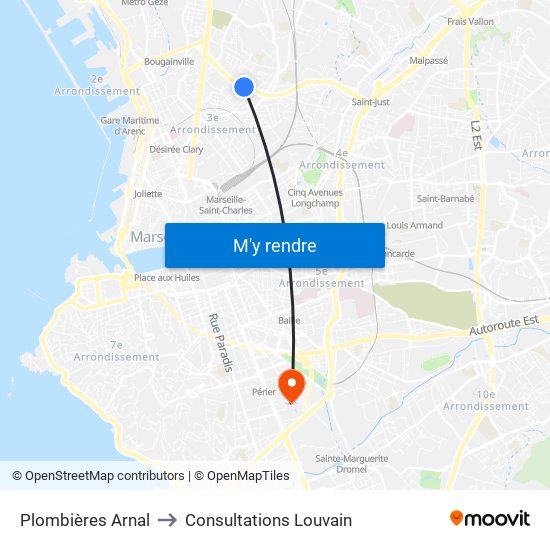 Plombières Arnal to Consultations Louvain map