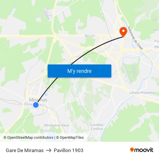 Gare De Miramas to Pavillon 1903 map