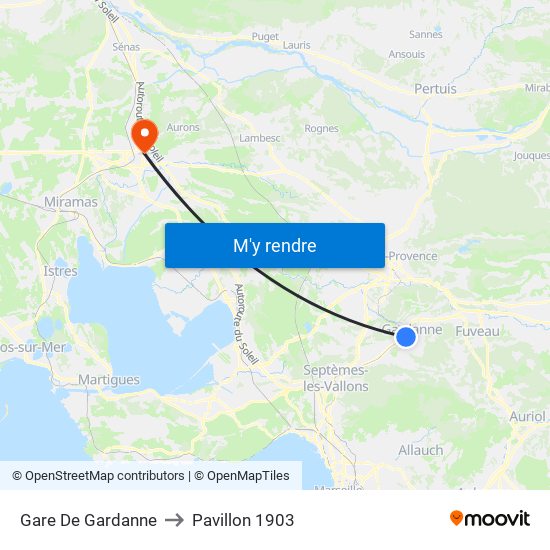 Gare De Gardanne to Pavillon 1903 map