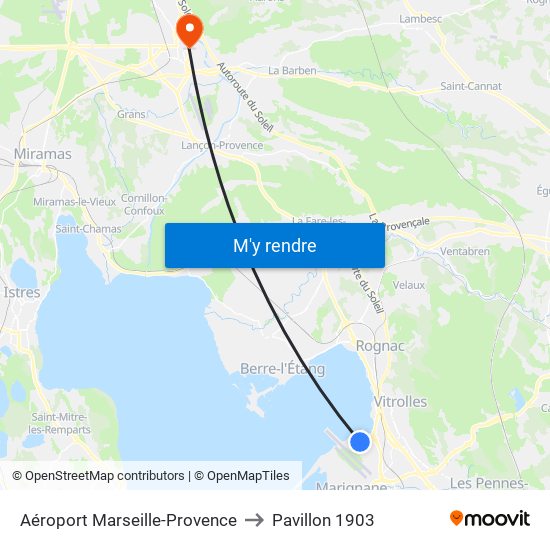 Aéroport Marseille-Provence to Pavillon 1903 map