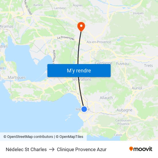 Nédelec St Charles to Clinique Provence Azur map