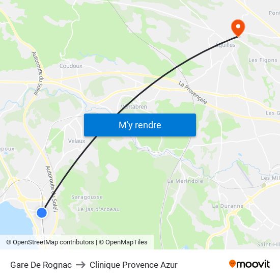 Gare De Rognac to Clinique Provence Azur map