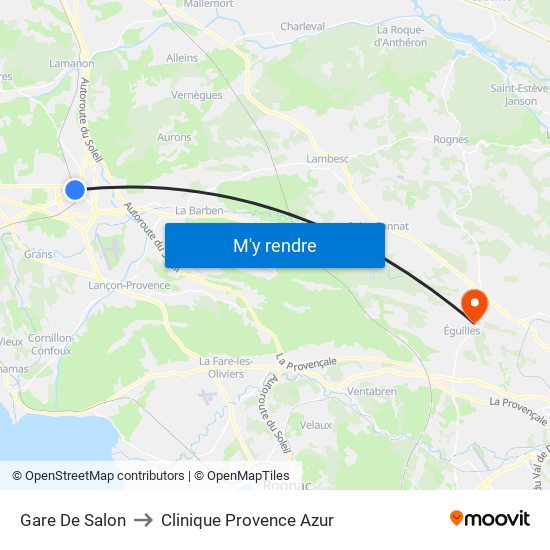 Gare De Salon to Clinique Provence Azur map