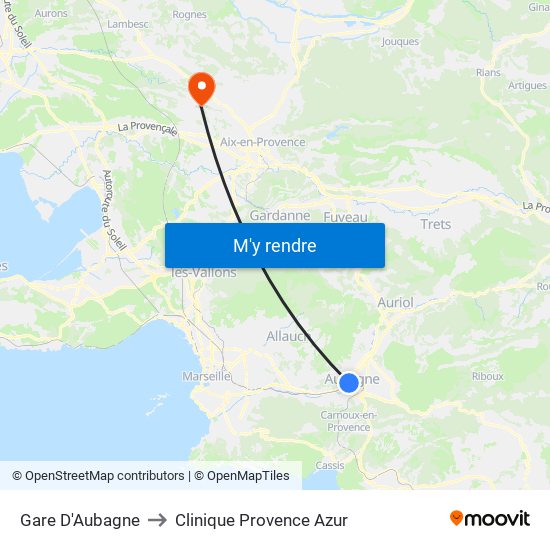 Gare D'Aubagne to Clinique Provence Azur map