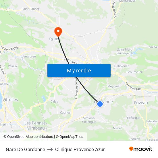 Gare De Gardanne to Clinique Provence Azur map