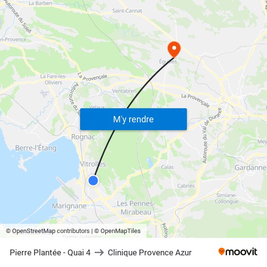 Pierre Plantée - Quai 4 to Clinique Provence Azur map