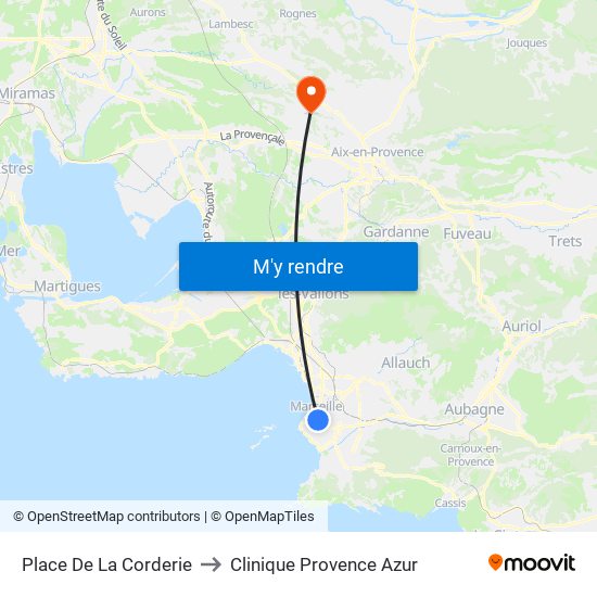 Place De La Corderie to Clinique Provence Azur map