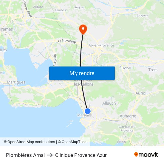 Plombières Arnal to Clinique Provence Azur map