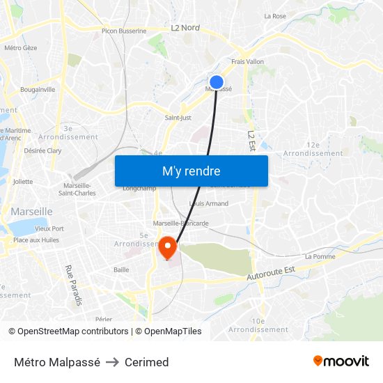 Métro Malpassé to Cerimed map