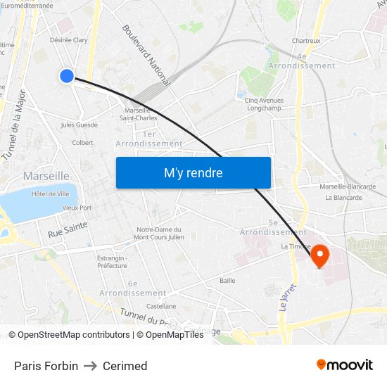 Paris Forbin to Cerimed map