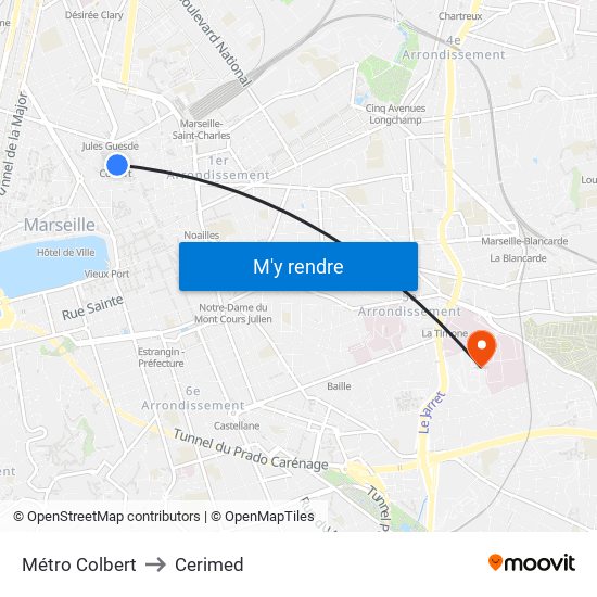 Métro Colbert to Cerimed map