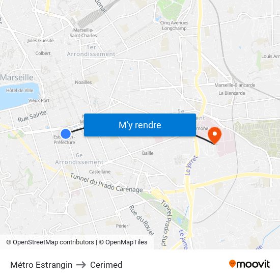 Métro Estrangin to Cerimed map