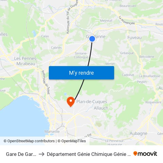 Gare De Gardanne to Département Génie Chimique Génie Des Procédés map