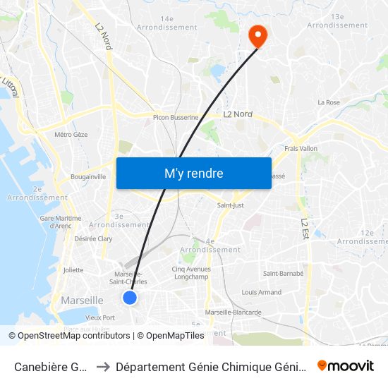 Canebière Garibaldi to Département Génie Chimique Génie Des Procédés map