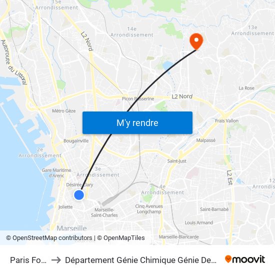 Paris Forbin to Département Génie Chimique Génie Des Procédés map
