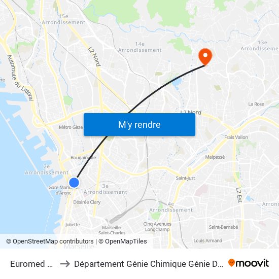 Euromed Arenc to Département Génie Chimique Génie Des Procédés map