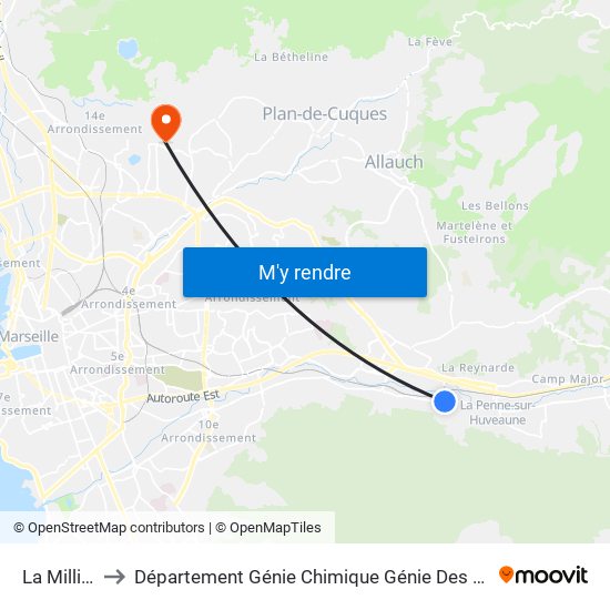 La Millière to Département Génie Chimique Génie Des Procédés map