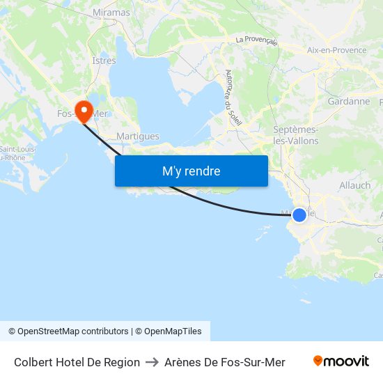 Colbert Hotel De Region to Arènes De Fos-Sur-Mer map