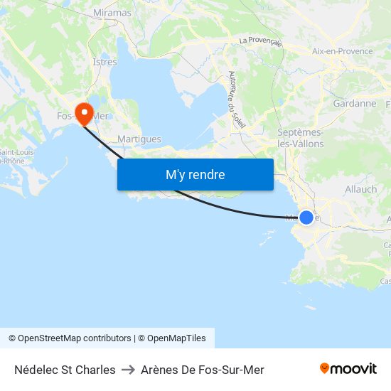 Nédelec St Charles to Arènes De Fos-Sur-Mer map