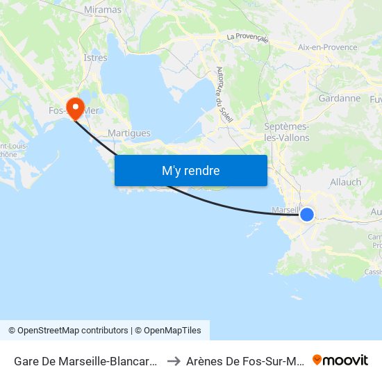 Gare De Marseille-Blancarde to Arènes De Fos-Sur-Mer map