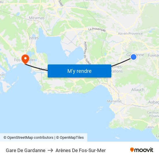 Gare De Gardanne to Arènes De Fos-Sur-Mer map