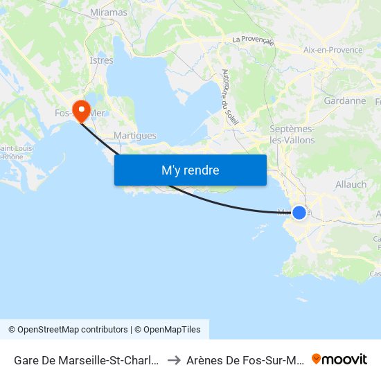 Gare De Marseille-St-Charles to Arènes De Fos-Sur-Mer map