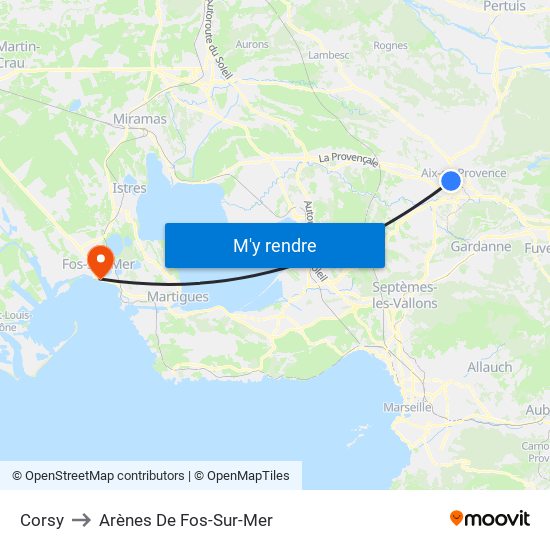 Corsy to Arènes De Fos-Sur-Mer map