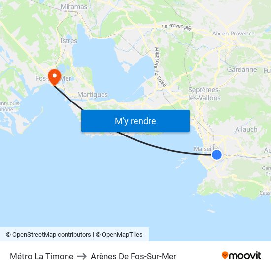 Métro La Timone to Arènes De Fos-Sur-Mer map