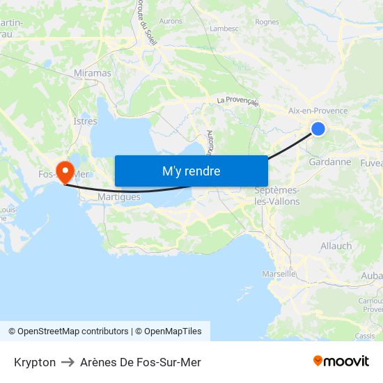 Krypton to Arènes De Fos-Sur-Mer map