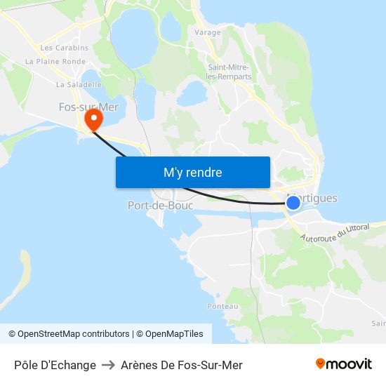 Pôle D'Echange to Arènes De Fos-Sur-Mer map