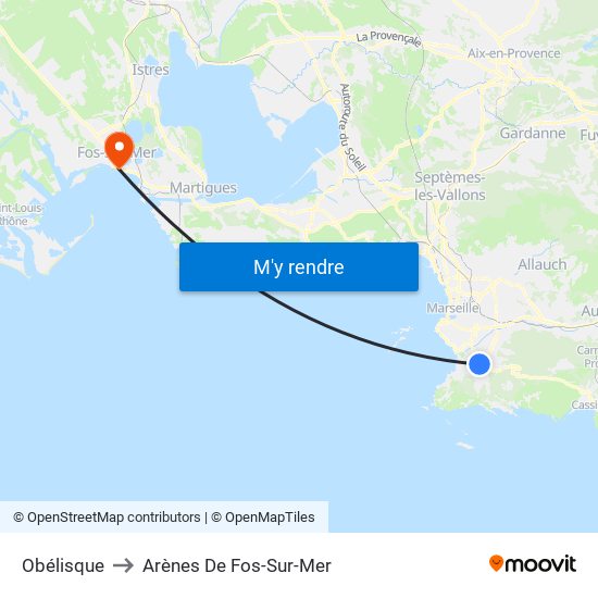 Obélisque to Arènes De Fos-Sur-Mer map
