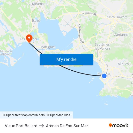 Vieux Port Ballard to Arènes De Fos-Sur-Mer map