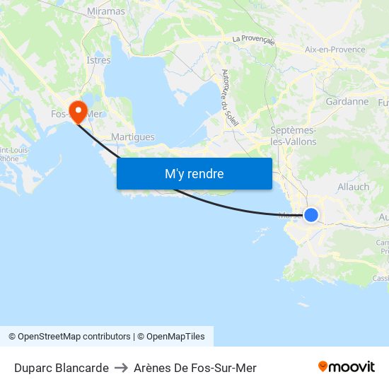 Duparc Blancarde to Arènes De Fos-Sur-Mer map