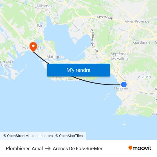 Plombières Arnal to Arènes De Fos-Sur-Mer map