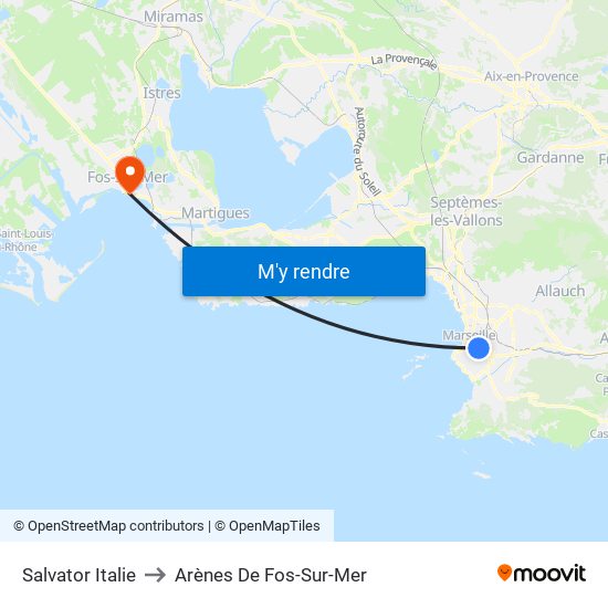 Salvator Italie to Arènes De Fos-Sur-Mer map