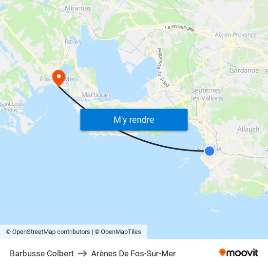 Barbusse Colbert to Arènes De Fos-Sur-Mer map