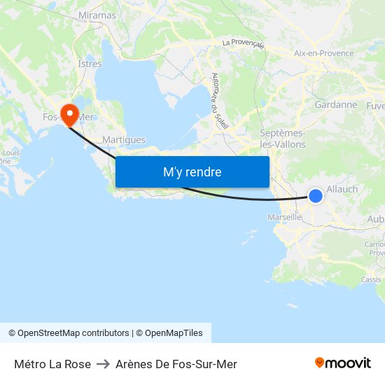 Métro La Rose to Arènes De Fos-Sur-Mer map