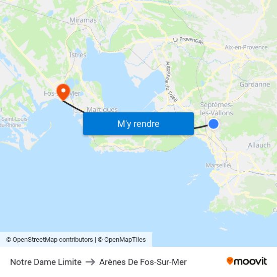 Notre Dame Limite to Arènes De Fos-Sur-Mer map