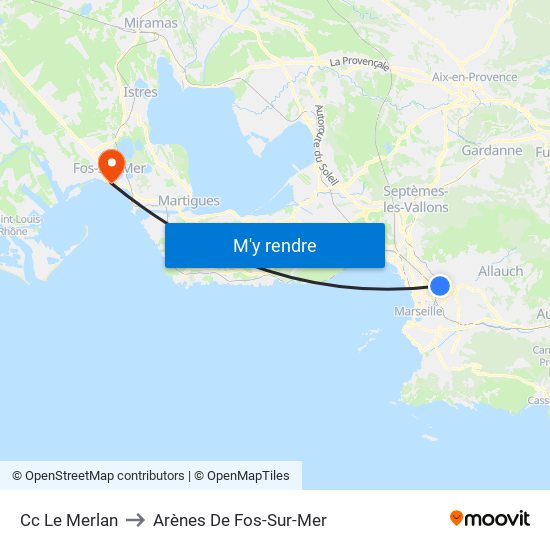 Cc Le Merlan to Arènes De Fos-Sur-Mer map