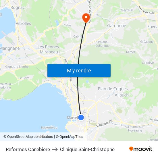 Réformés Canebière to Clinique Saint-Christophe map