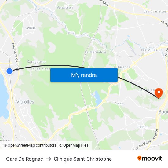 Gare De Rognac to Clinique Saint-Christophe map
