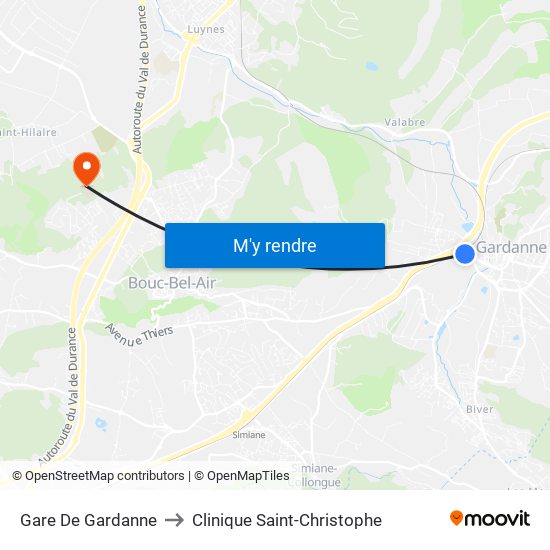 Gare De Gardanne to Clinique Saint-Christophe map